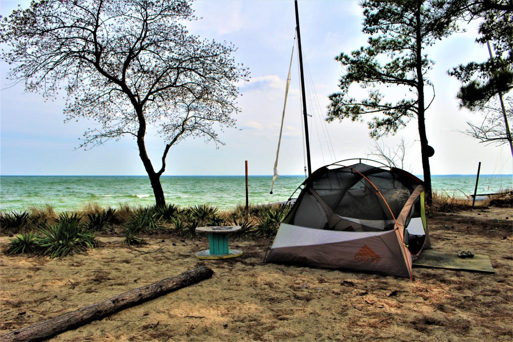 My campsite right by the water. Got the breeze and could hear the waves crashing :)