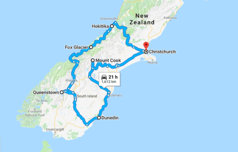 New Zealand Road Trip Route