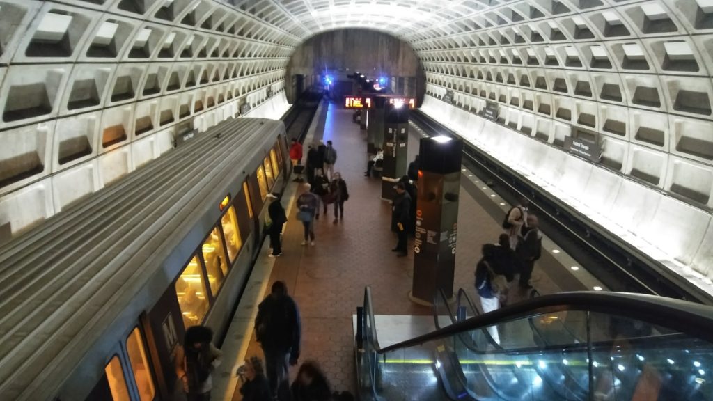 Inside one of the DC area Metro train stations.
